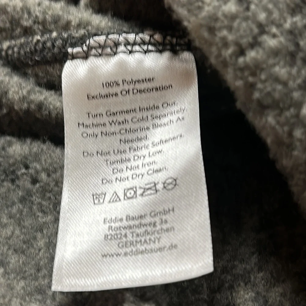 Eddie Bauer men's 1/4 zip gray/tan/black pullover sweater, inside fleece - TXL